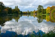 Red Mosque and Reflections in Autumn, Schwetzingen, Baden-Wurttemberg, Germany, Europe-Andy Brandl-Framed Photographic Print