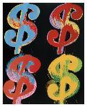 Four Dollar Signs, c.1982 (blue, red, orange, yellow)-Andy Warhol-Framed Art Print