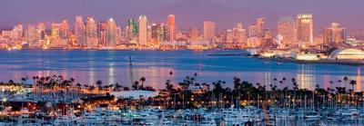 San Diego Skyline at Night and Marina-Andy Z-Framed Art Print