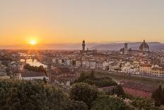 Golden Rays over the Ponte Vecchio and Duomo as the Sun Sets over Florence-Aneesh Kothari-Laminated Photographic Print
