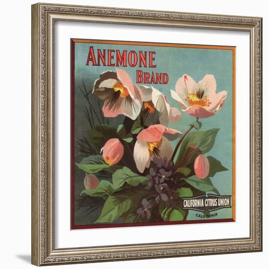 Anemone Brand - California - Citrus Crate Label-Lantern Press-Framed Art Print