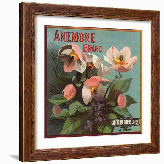 Anemone Brand - California - Citrus Crate Label-Lantern Press-Framed Art Print