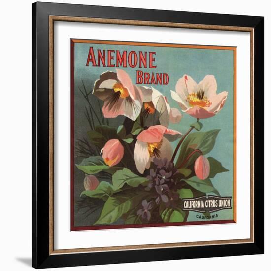 Anemone Brand - California - Citrus Crate Label-Lantern Press-Framed Art Print