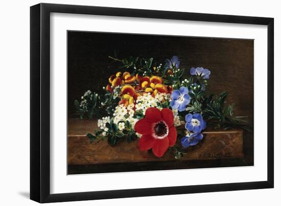 Anemone, White Spirea, Calceolaria and Blue Geranium-Johan Laurentz Jensen-Framed Giclee Print