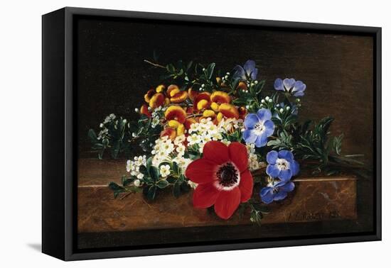 Anemone, White Spirea, Calceolaria and Blue Geranium-Johan Laurentz Jensen-Framed Premier Image Canvas