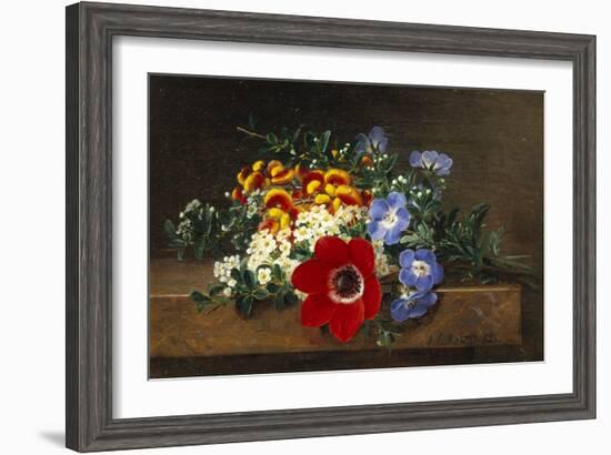 Anemone, White Spirea, Calceolaria and Blue Geranium-Johan Laurentz Jensen-Framed Giclee Print