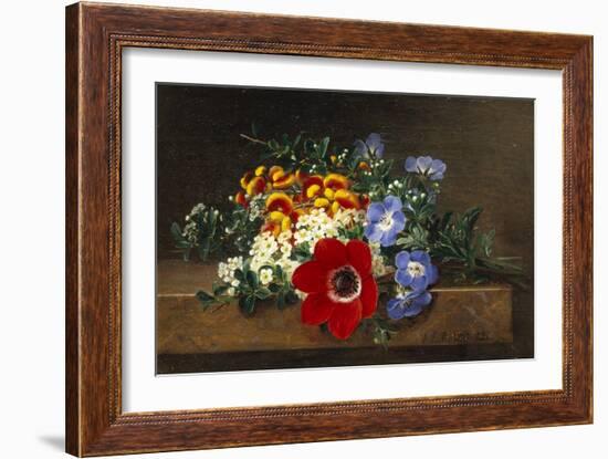 Anemone, White Spirea, Calceolaria and Blue Geranium-Johan Laurentz Jensen-Framed Giclee Print