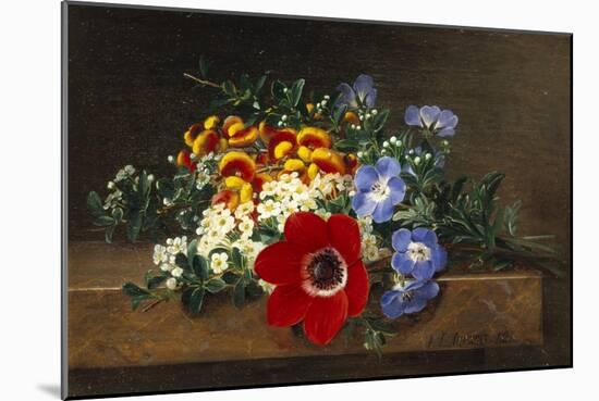 Anemone, White Spirea, Calceolaria and Blue Geranium-Johan Laurentz Jensen-Mounted Giclee Print