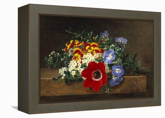 Anemone, White Spirea, Calceolaria and Blue Geranium-Johan Laurentz Jensen-Framed Premier Image Canvas