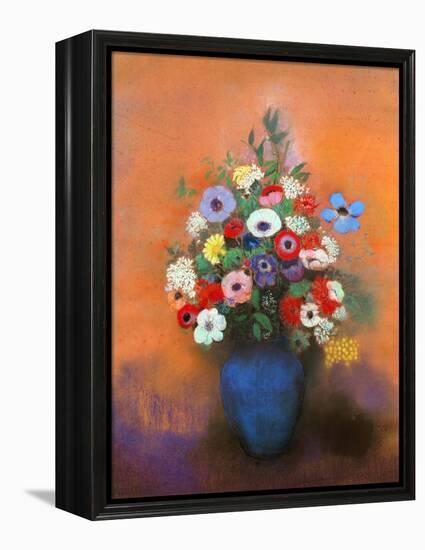 Anemones and Lilacs in a Blue Vase, after 1912-Odilon Redon-Framed Premier Image Canvas