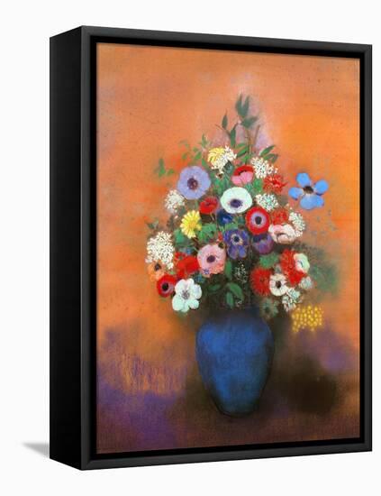 Anemones and Lilacs in a Blue Vase, after 1912-Odilon Redon-Framed Premier Image Canvas