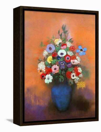 Anemones and Lilacs in a Blue Vase, after 1912-Odilon Redon-Framed Premier Image Canvas