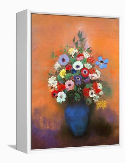 Anemones and Lilacs in a Blue Vase, after 1912-Odilon Redon-Framed Premier Image Canvas