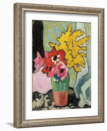 Anemones and Mimosa, 1943 (Oil on Board)-Louis Valtat-Framed Giclee Print