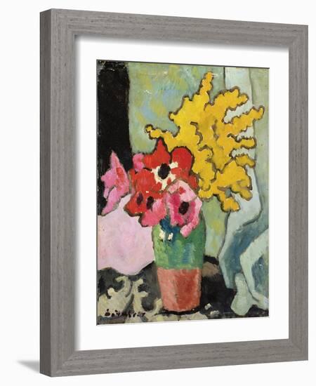 Anemones and Mimosa, 1943 (Oil on Board)-Louis Valtat-Framed Giclee Print