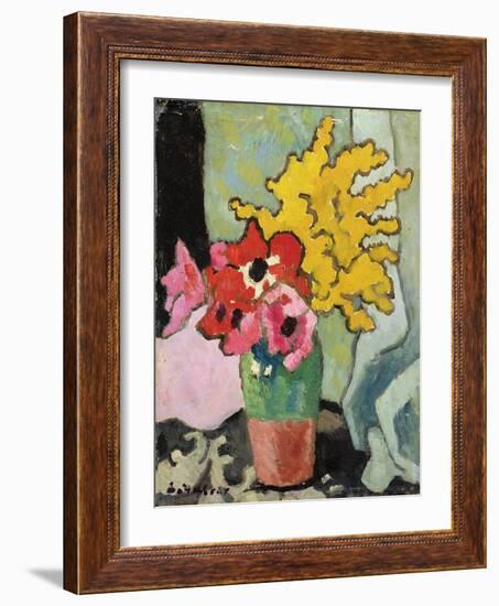Anemones and Mimosa, 1943 (Oil on Board)-Louis Valtat-Framed Giclee Print