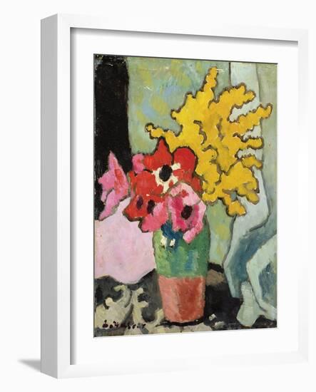 Anemones and Mimosa, 1943 (Oil on Board)-Louis Valtat-Framed Giclee Print