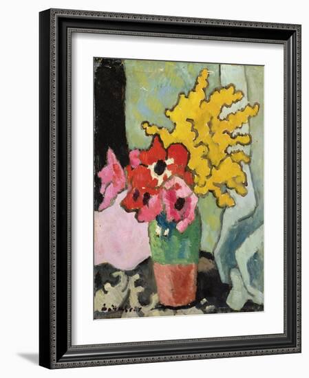 Anemones and Mimosa, 1943 (Oil on Board)-Louis Valtat-Framed Giclee Print