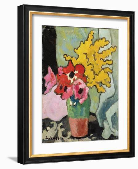 Anemones and Mimosa, 1943 (Oil on Board)-Louis Valtat-Framed Giclee Print