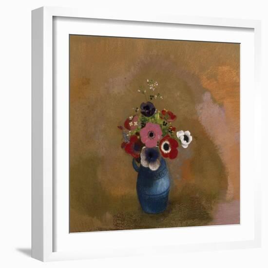 Anémones dans un vase bleu-Odilon Redon-Framed Giclee Print