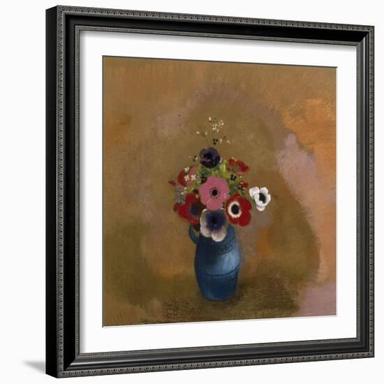 Anémones dans un vase bleu-Odilon Redon-Framed Giclee Print