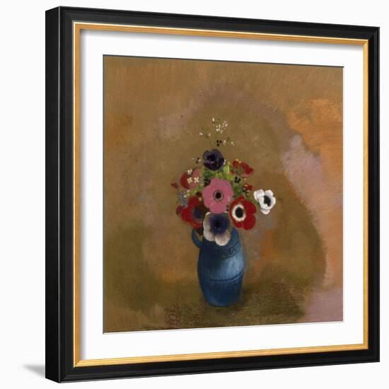 Anémones dans un vase bleu-Odilon Redon-Framed Giclee Print