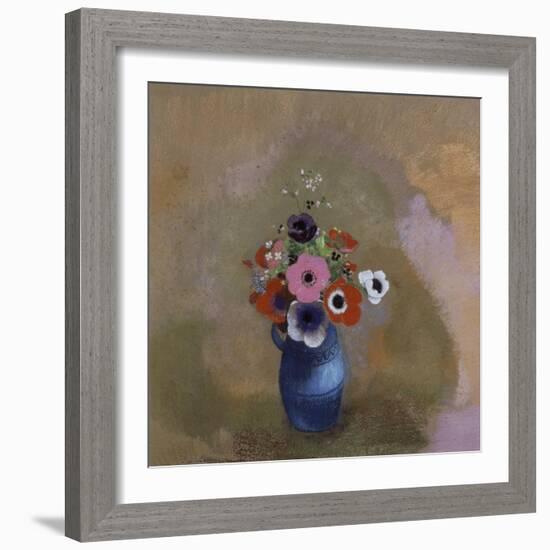 Anémones dans un vase bleu-Odilon Redon-Framed Giclee Print