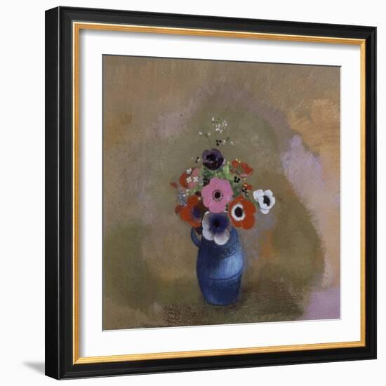 Anémones dans un vase bleu-Odilon Redon-Framed Giclee Print