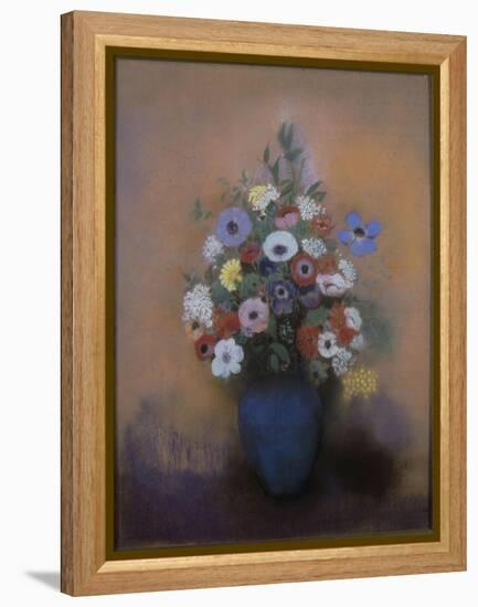 Anémones et lilas dans un vase bleu-Odilon Redon-Framed Premier Image Canvas