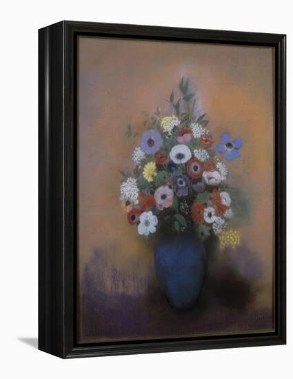 Anémones et lilas dans un vase bleu-Odilon Redon-Framed Premier Image Canvas