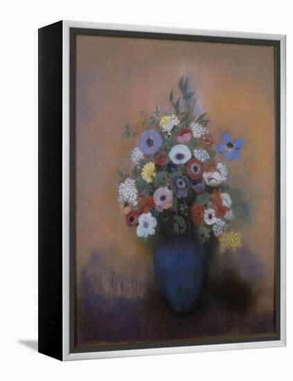 Anémones et lilas dans un vase bleu-Odilon Redon-Framed Premier Image Canvas