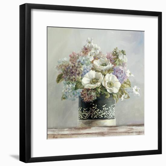 Anemones in Black and White Hatbox-Danhui Nai-Framed Art Print