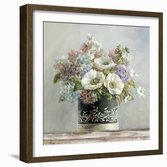 Anemones in Black and White Hatbox-Danhui Nai-Framed Art Print