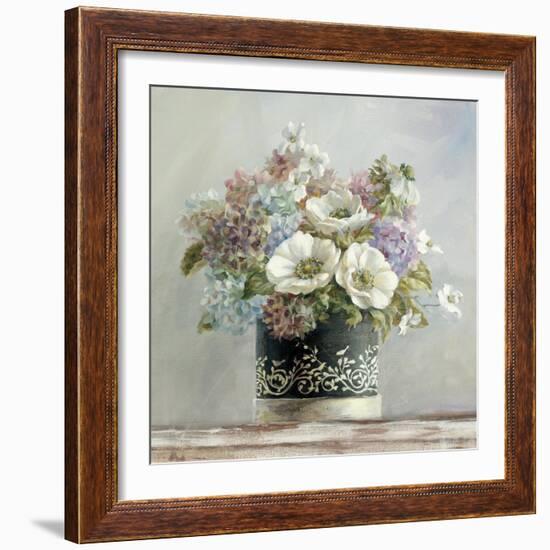 Anemones in Black and White Hatbox-Danhui Nai-Framed Art Print