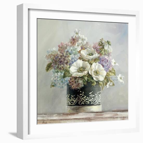 Anemones in Black and White Hatbox-Danhui Nai-Framed Art Print