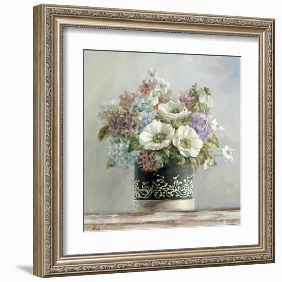 Anemones in Black and White Hatbox-Danhui Nai-Framed Art Print