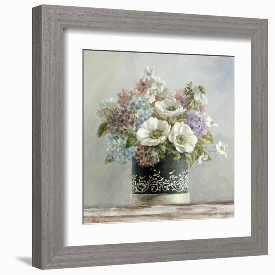 Anemones in Black and White Hatbox-Danhui Nai-Framed Art Print