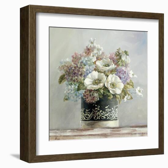 Anemones in Black and White Hatbox-Danhui Nai-Framed Art Print