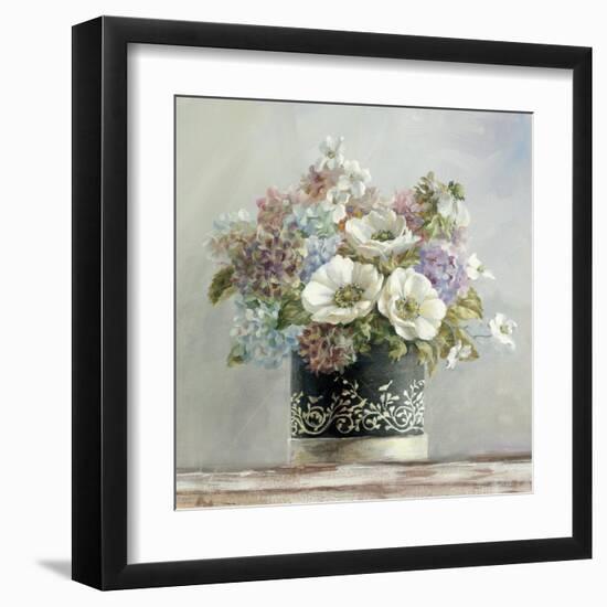 Anemones in Black and White Hatbox-Danhui Nai-Framed Art Print