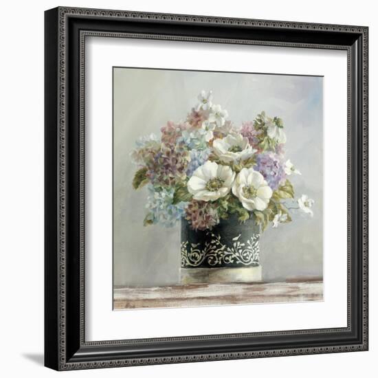 Anemones in Black and White Hatbox-Danhui Nai-Framed Art Print