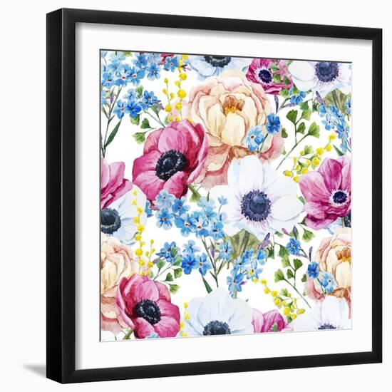 Anemones Pattern-Zenina-Framed Art Print