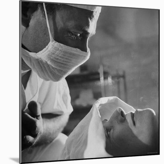 Anesthesiologist Dr. Vincent Collins Watch over Patient Frances Ashplant, After Spinal Anesthesia-Cornell Capa-Mounted Photographic Print