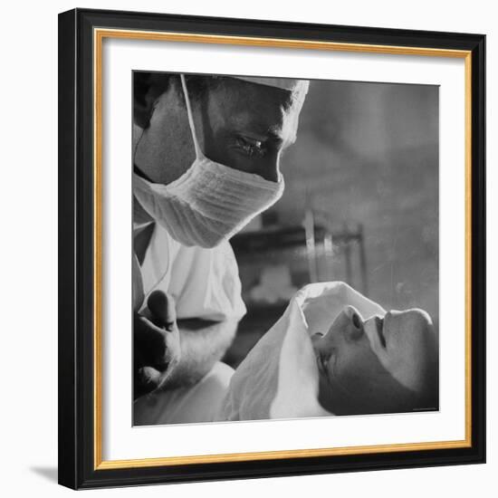 Anesthesiologist Dr. Vincent Collins Watch over Patient Frances Ashplant, After Spinal Anesthesia-Cornell Capa-Framed Photographic Print