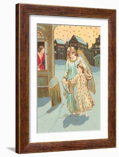 Angel and Little Match Girl-null-Framed Art Print