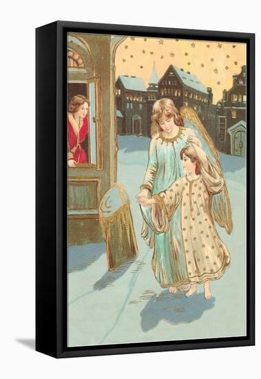 Angel and Little Match Girl-null-Framed Stretched Canvas