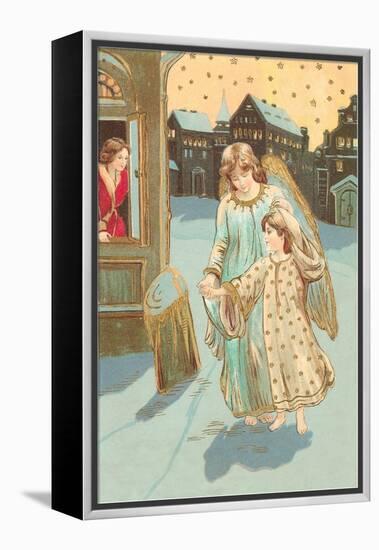 Angel and Little Match Girl-null-Framed Stretched Canvas