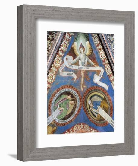 Angel and Medallions Depicting Evangelists, Ceiling Fresco of San Giacomo-null-Framed Giclee Print