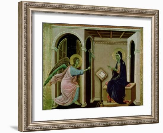 Angel Announcing the Death of Our Lord to Mary-Duccio di Buoninsegna-Framed Giclee Print