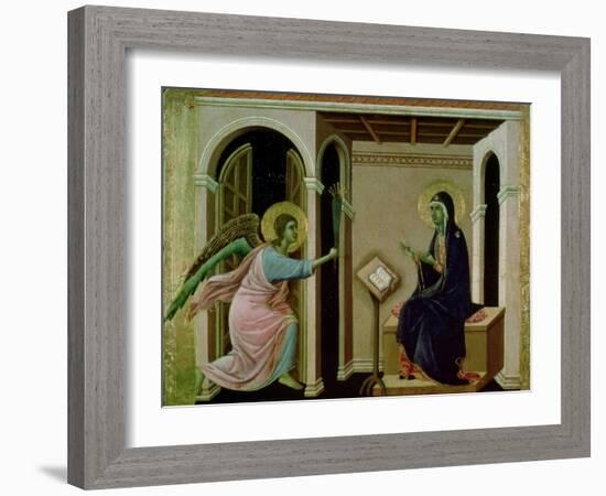 Angel Announcing the Death of Our Lord to Mary-Duccio di Buoninsegna-Framed Giclee Print