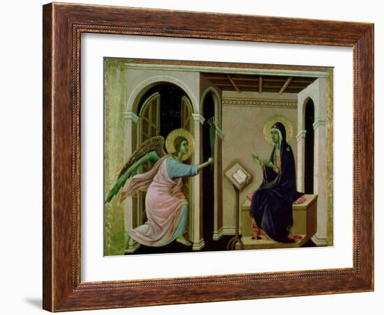 Angel Announcing the Death of Our Lord to Mary-Duccio di Buoninsegna-Framed Giclee Print